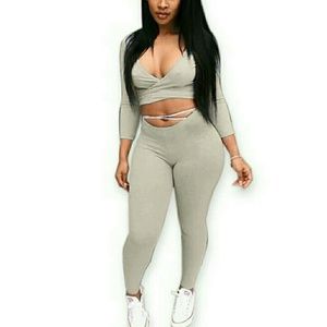 💋TWO-PIECE DEEP V-NECK BODYCON JUMPSUIT!!!